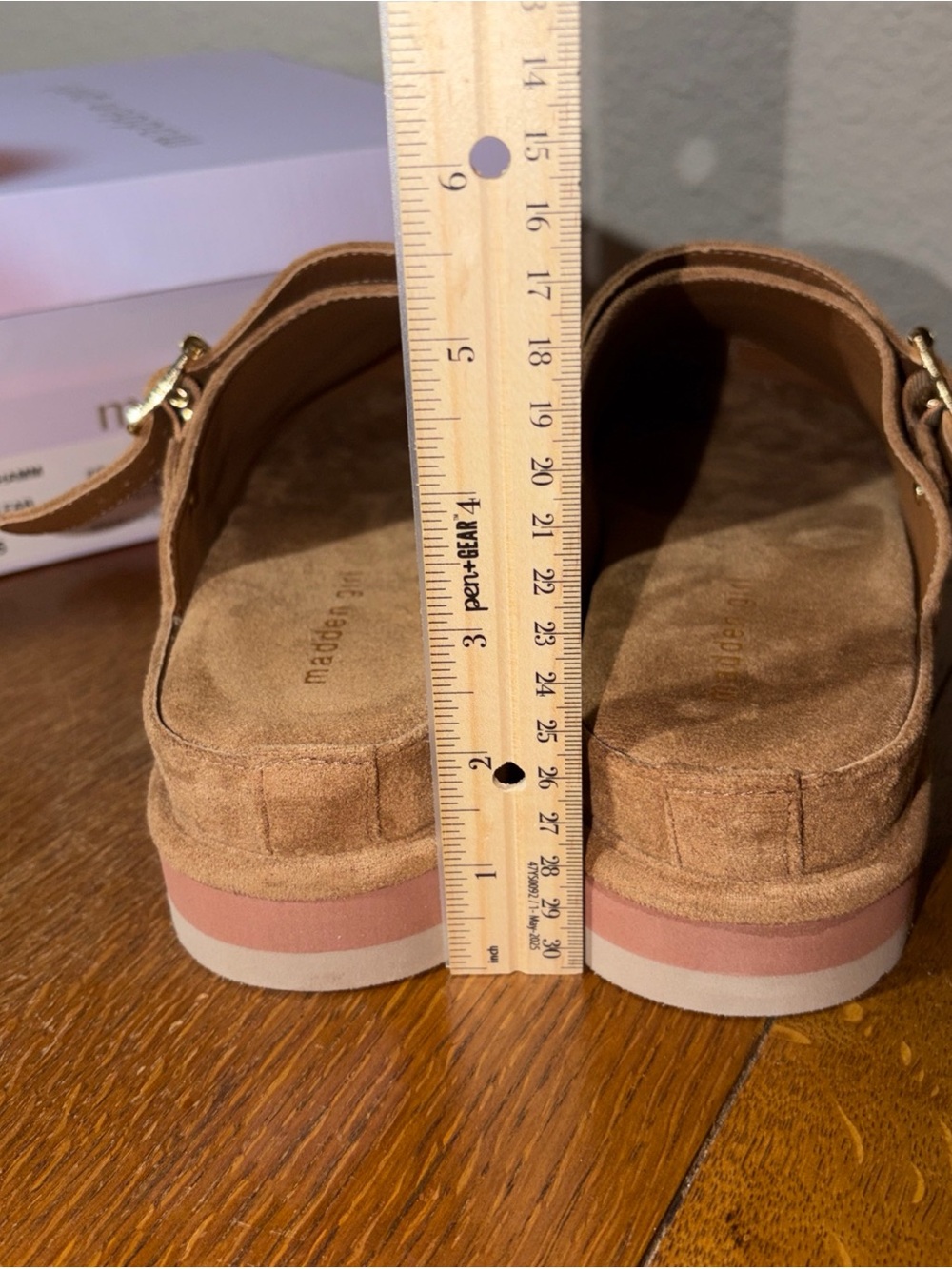 Madden Girl Tan Suede Slip-On Clog with Buckle - Picture 4 of 6